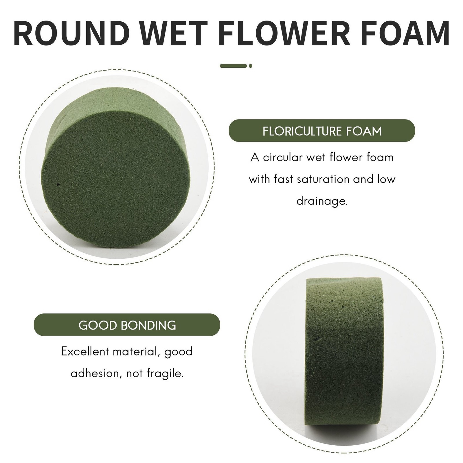8 Pack DIY Flower Arrangement Kit Green Round Wet Floral Foam, Wedding8811