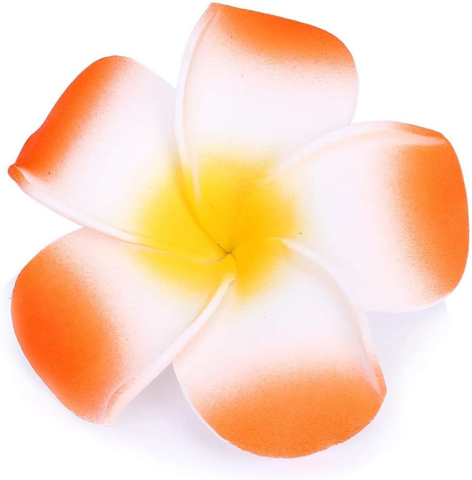 100Pcs Orange Foam Hawaiian Frangipani Artificial Plumeria Flower Petals Cap Hai