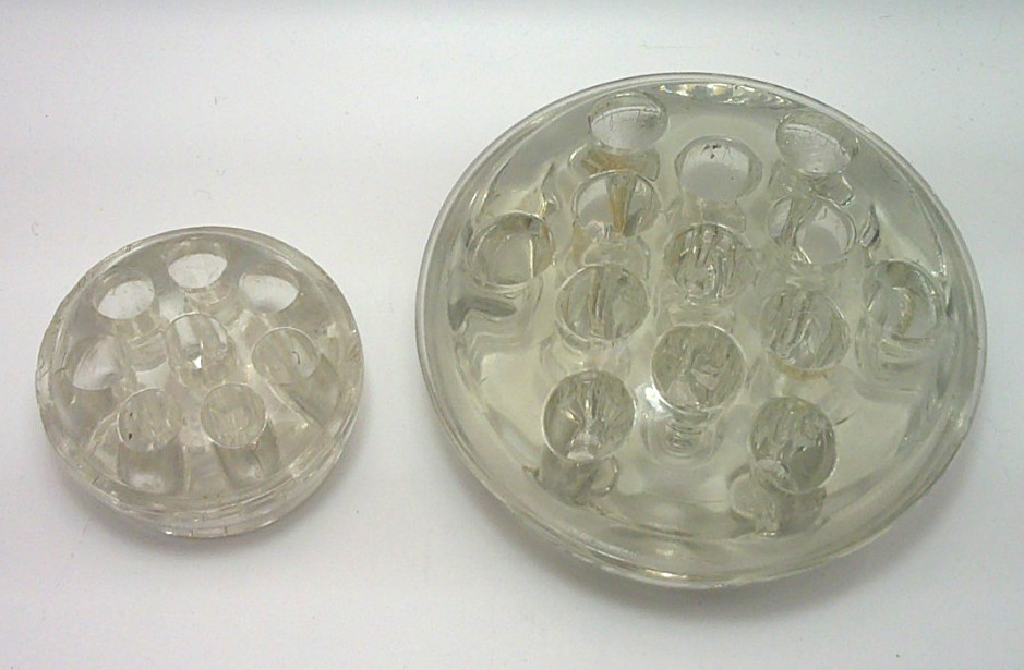 Flower Frogs Clear Glass Floral Organization Pieces Set of 2 Vintage