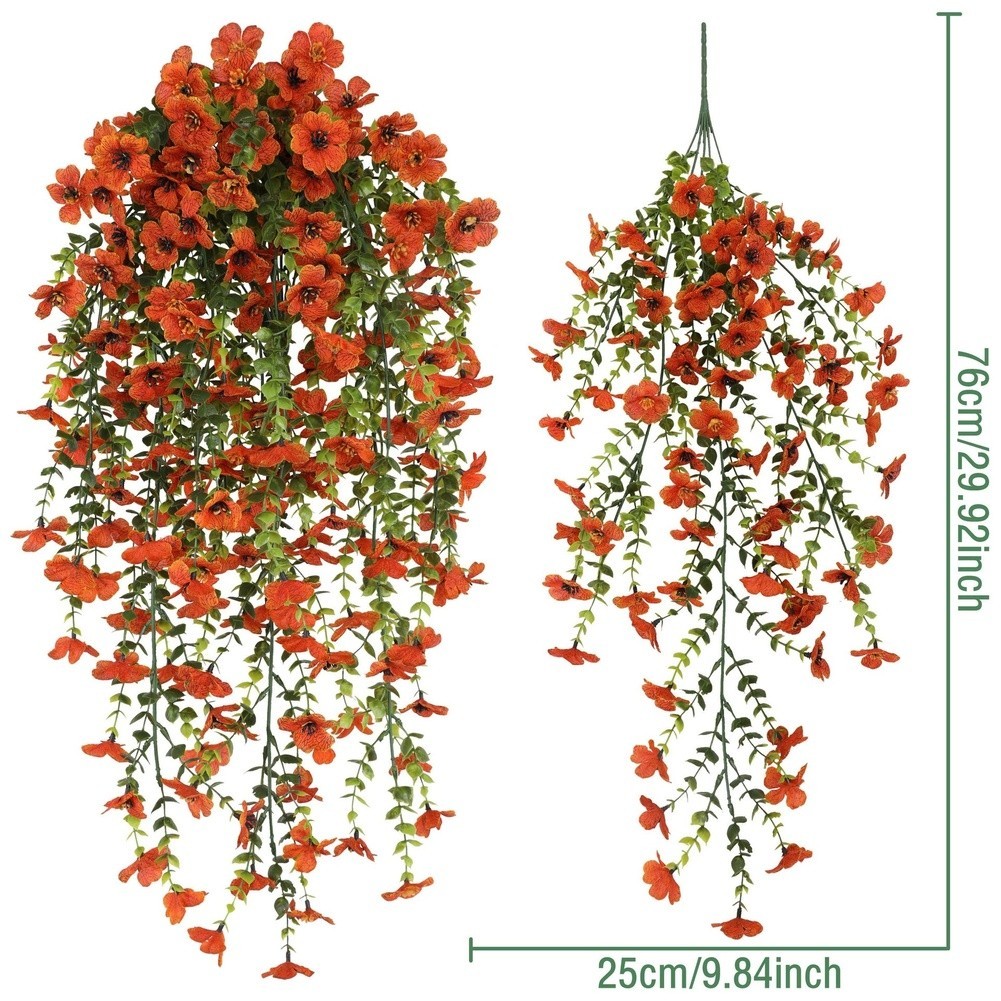 76cm Artificial Eucalyptus Vine with Violet Silk Flowers for Outdoor Decoration
