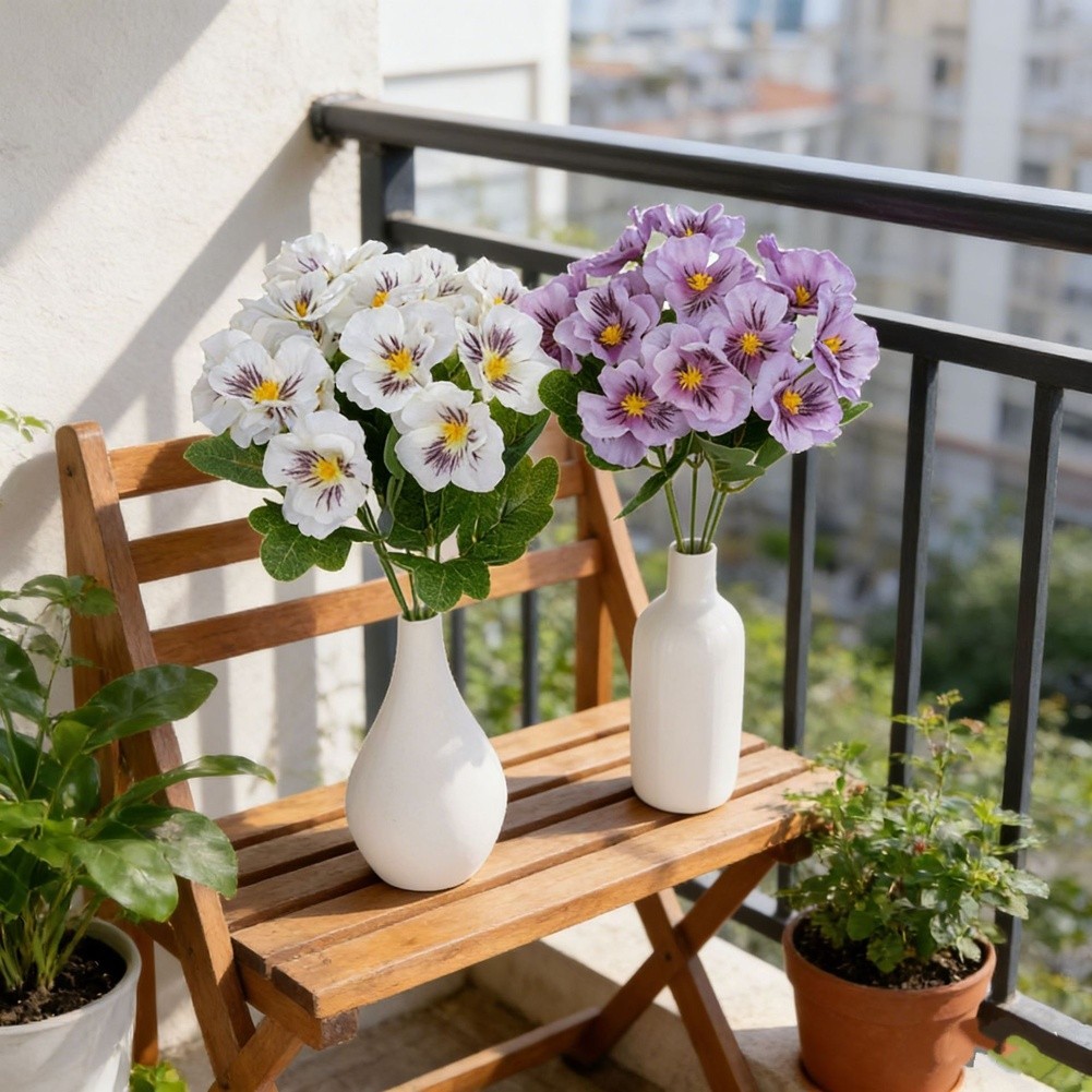 Silk Pansy Artificial Flowers Mixed with Butterfly Orchid for Table Decor