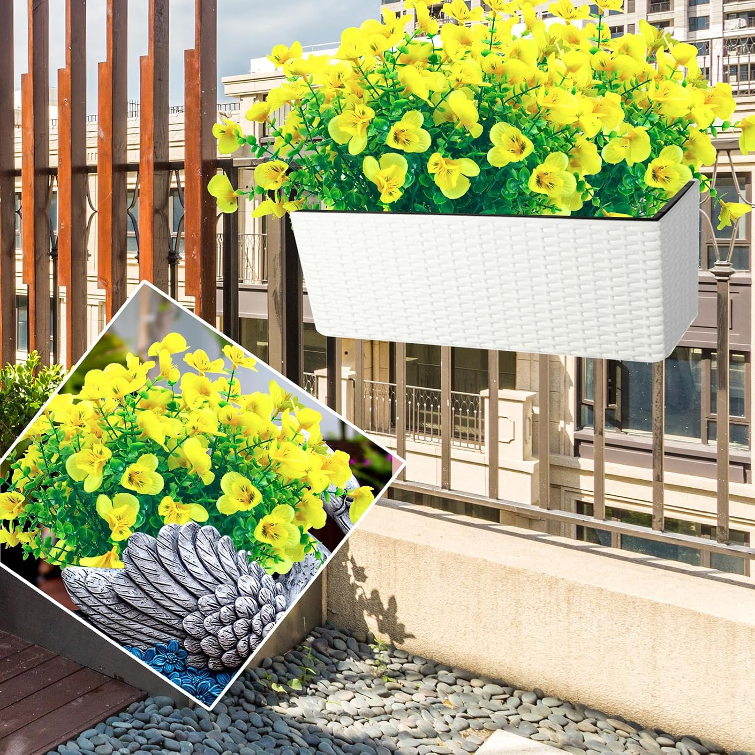 UV Resistant Yellow Artificial Flowers – 20 Bundles for Indoor & Outdoor Décor