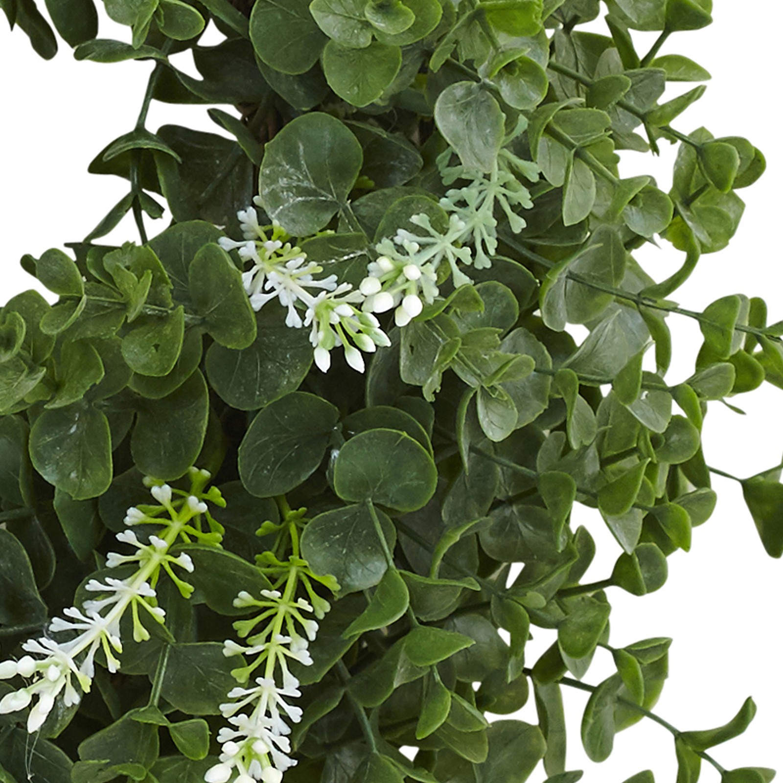 Nearly Natural 18″ Eucalyptus Double Ring Wreath with Twig Base in Green