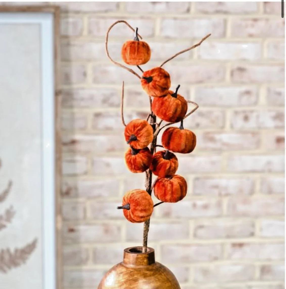 Velvet Pumpkin Floral Picks | Fall Harvest Stems | Rustic Autumn Centerpiece Dec