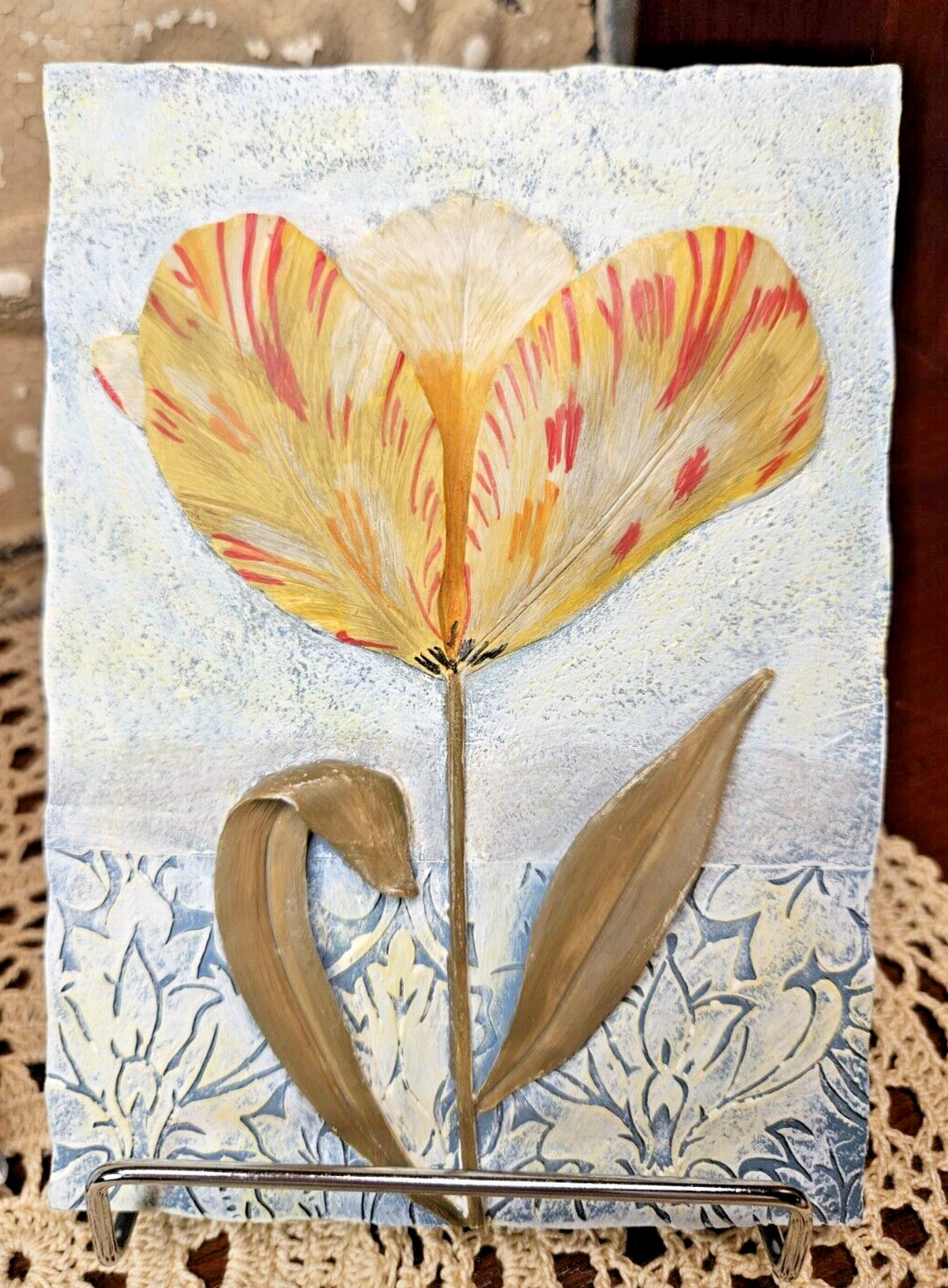Set of 3 Decorative Embossed Floral Wall Plaques Ready to Hang 6″ x 5″