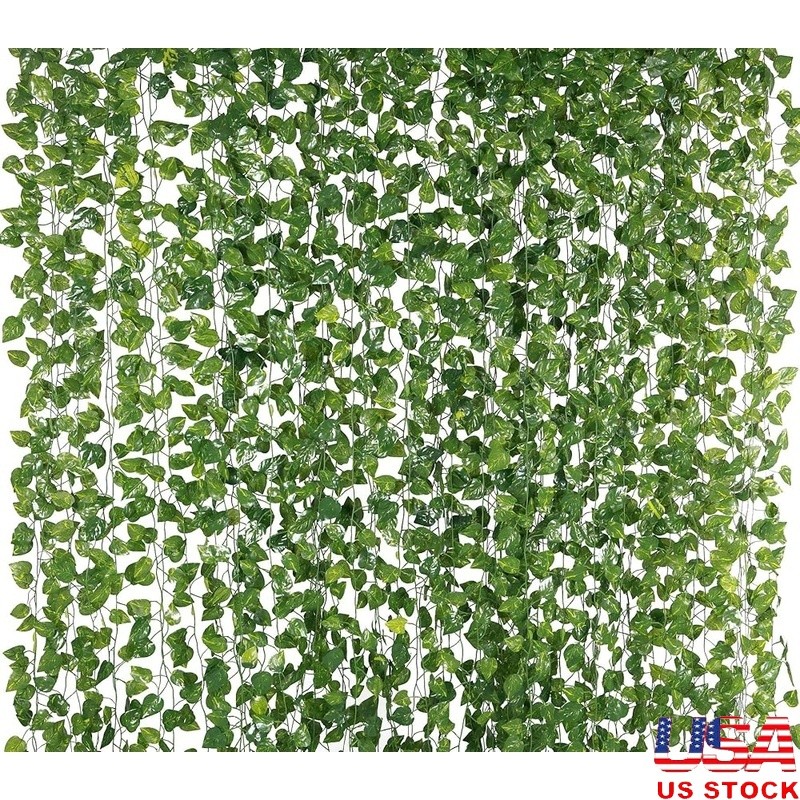 Silk Ivy Garland Vines Pack of 12 Artificial Leaves Home Wedding Decoration New