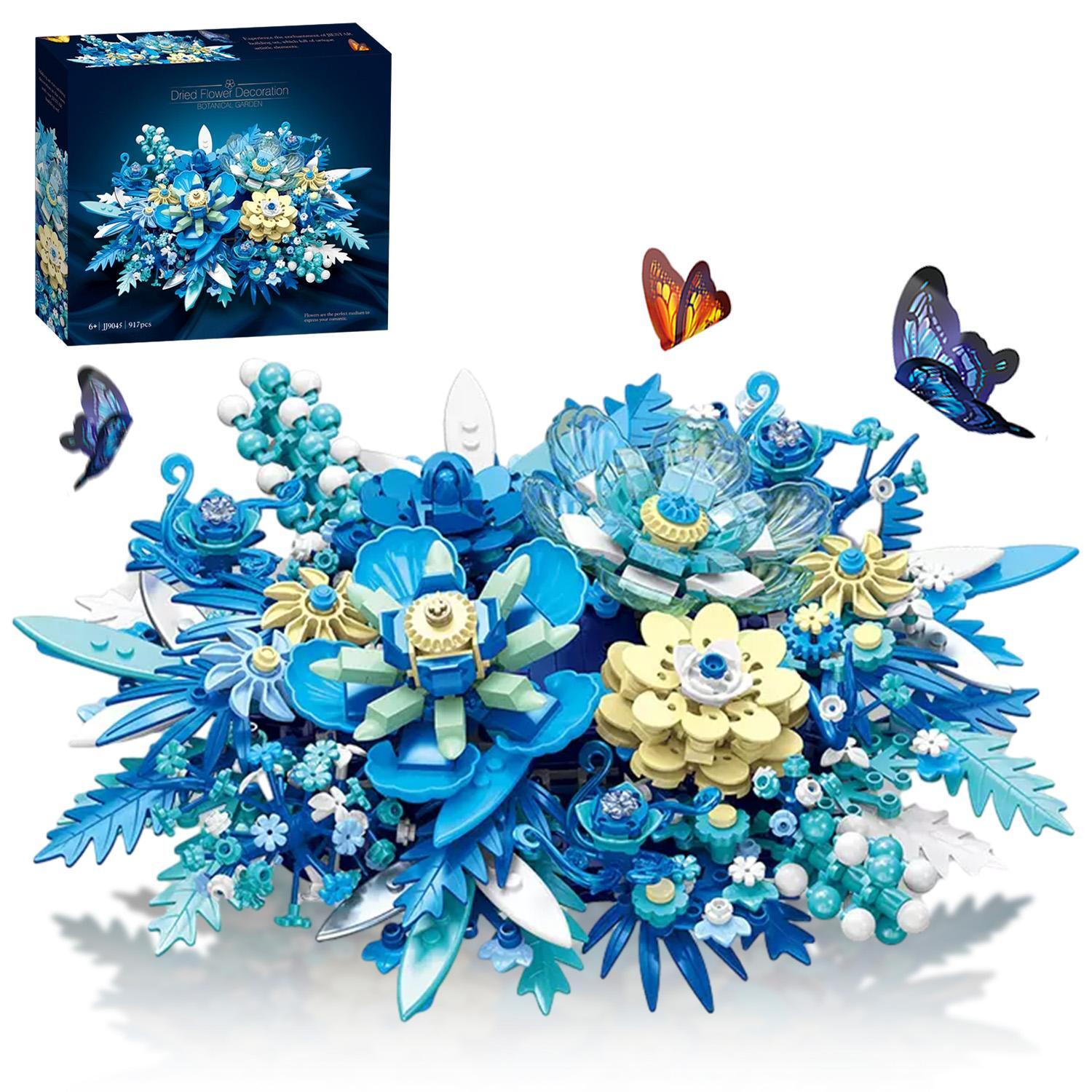 917pcs Fantasy Flower Bouquet Building Blocks Preserved Flowers Assembly Model