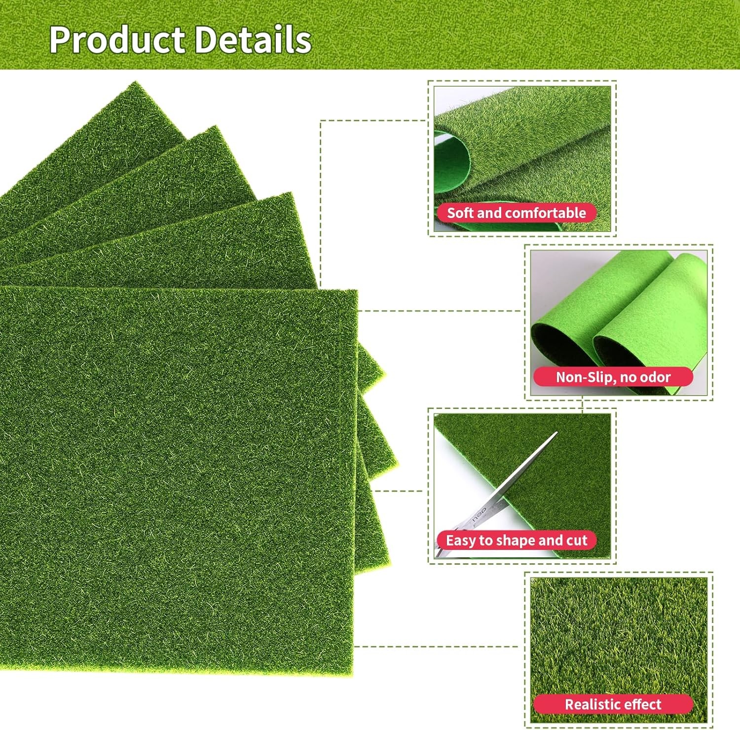 4Pcs 6×6 Inch Fake Grass Decor Crafts Premium Realistic Miniature Artificial