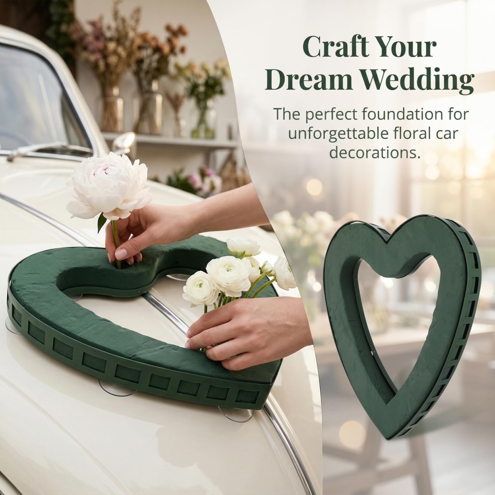 Heart Shaped Floral Foam Cage Suction Cup Fresh Artificial Dry Wet Holder