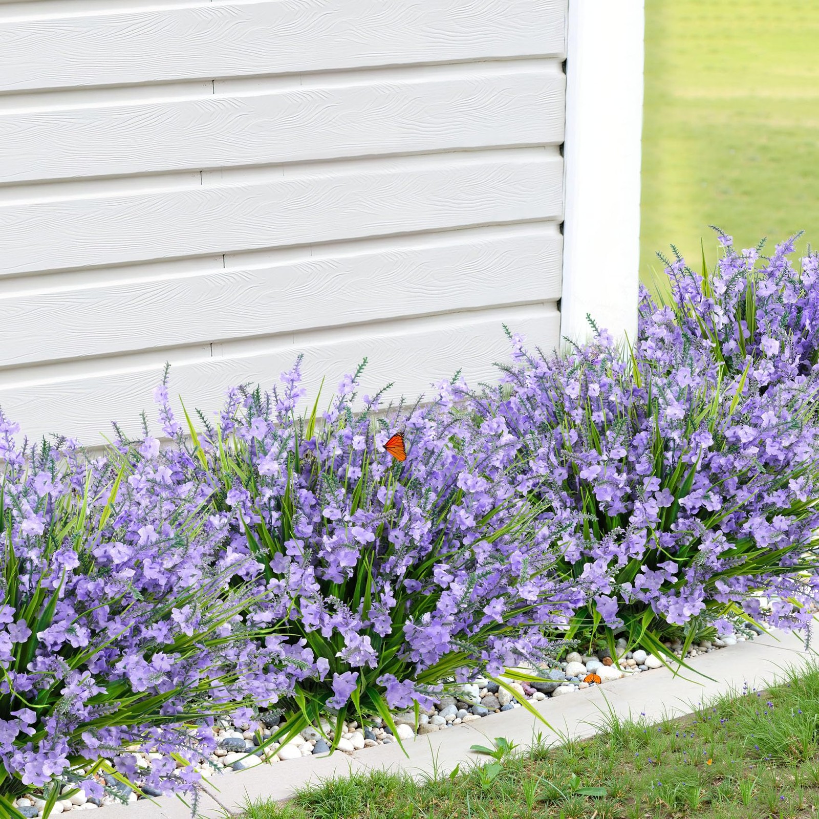 20 Bundles Artificial Lavender Flowers for Outdoors Fake Silk Flowers Faux Plant