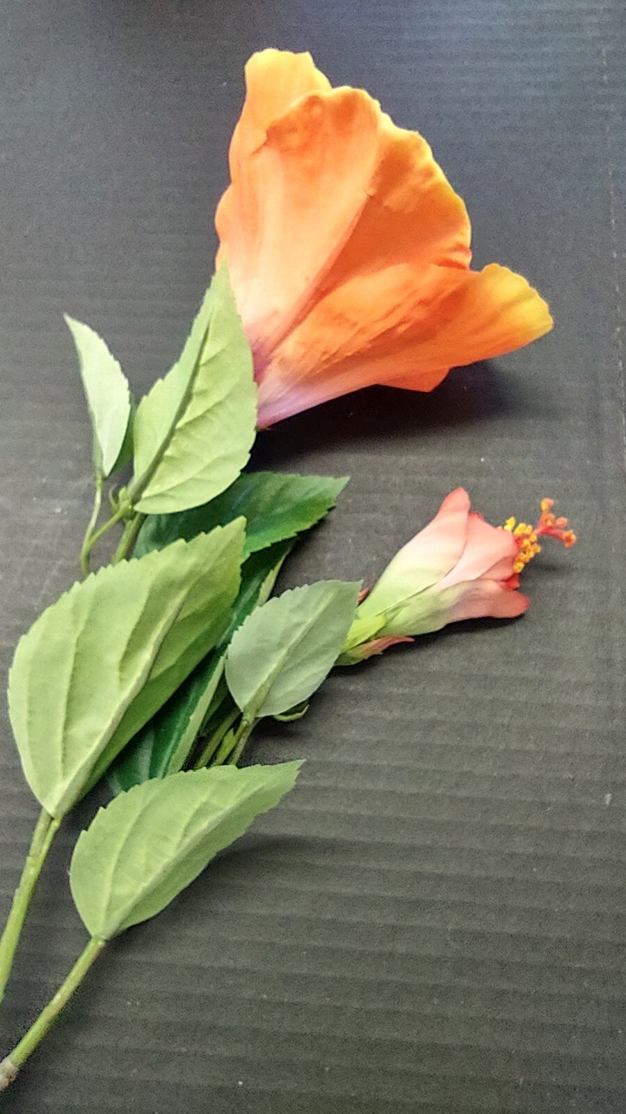 Large Orange Hibiscus stem silk flowers