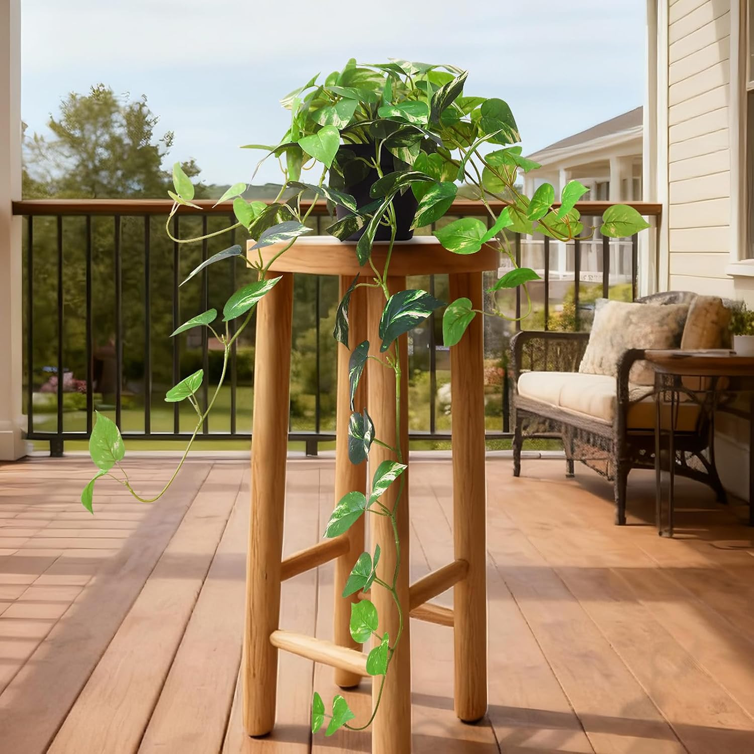 Fake Pothos Hanging Plants, 33″ Potted Artificial Hanging Plant, Faux Pothos Sil