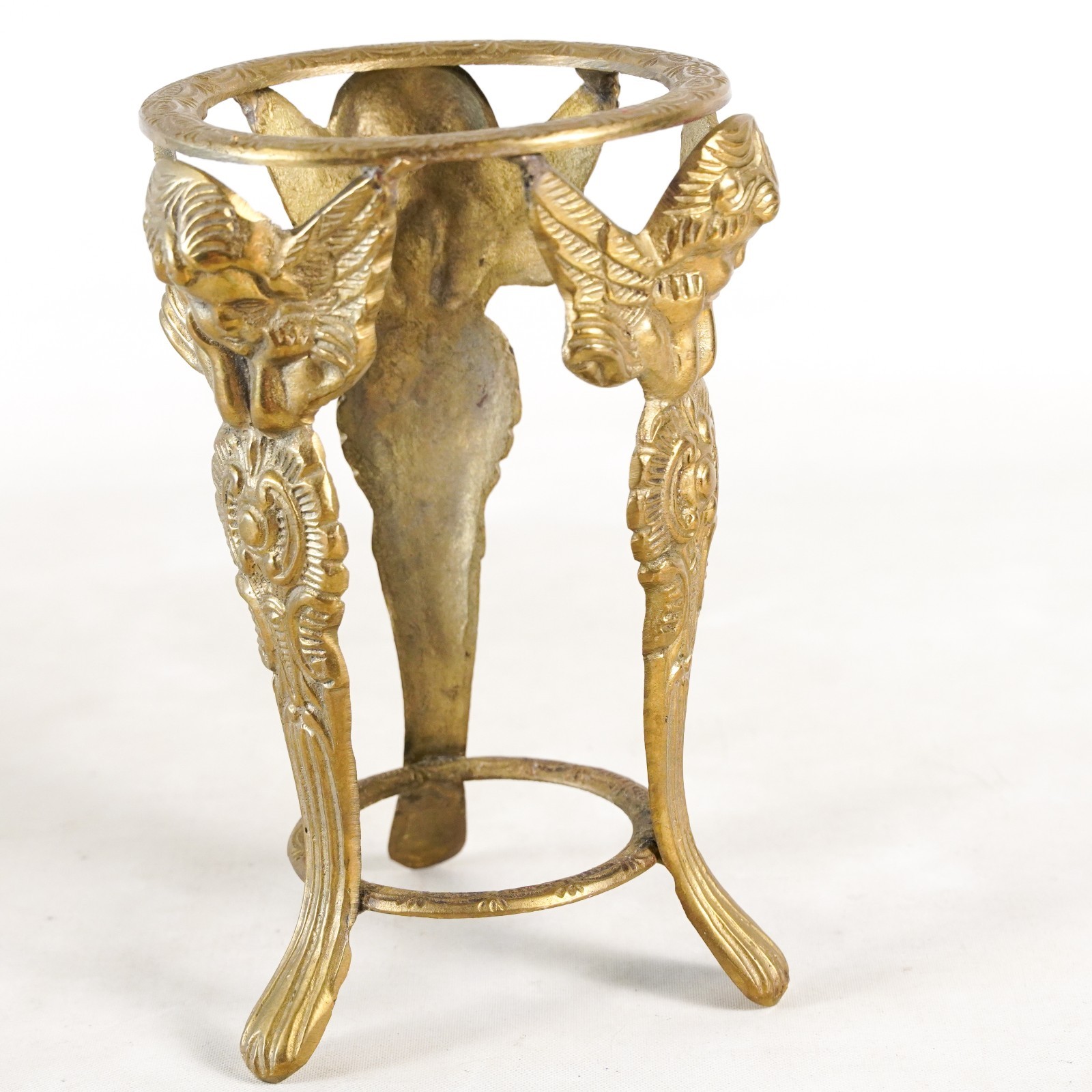 Cherub Angels Art Noveau Victorian Brass Plant Stand Candle Holder Home Decor