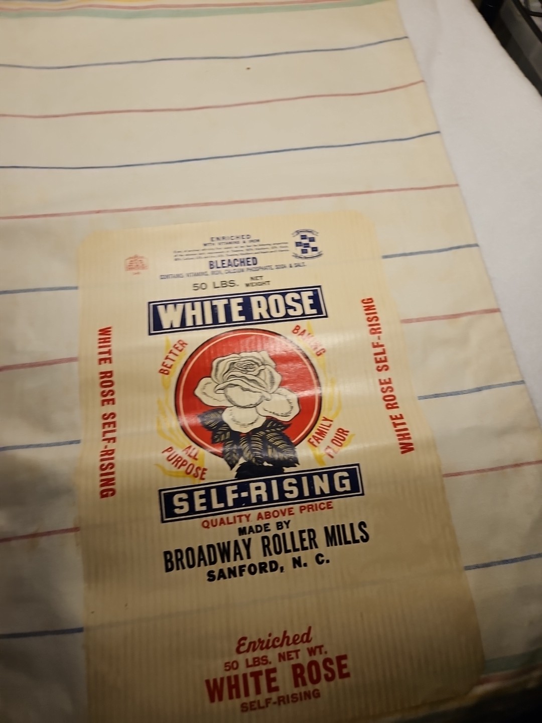 Set Of 4 White Rose Flour Bags Rustic Farmhouse Decor