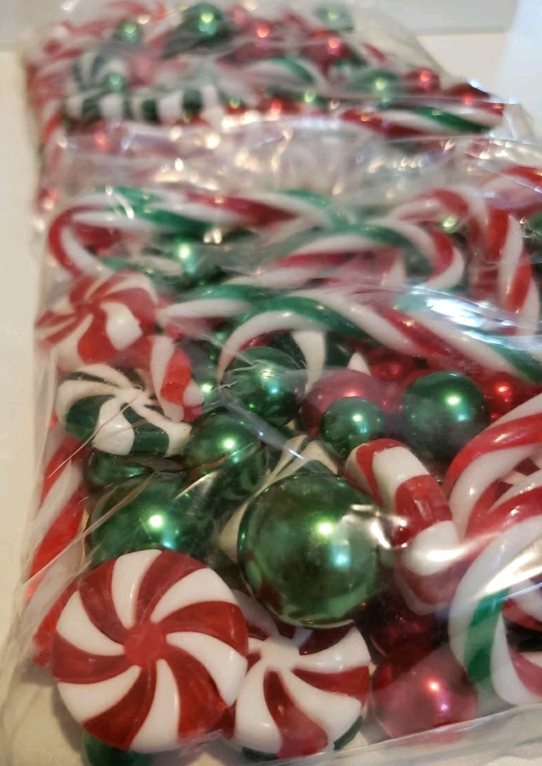 Vase Filler Holiday Christmas Red White Green Candy And Ornament Look 2