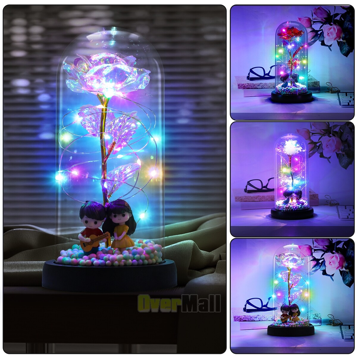 Eternal Enchanted Galaxy Rose in Glass LED Flower Christmas Gifts for Her Womens