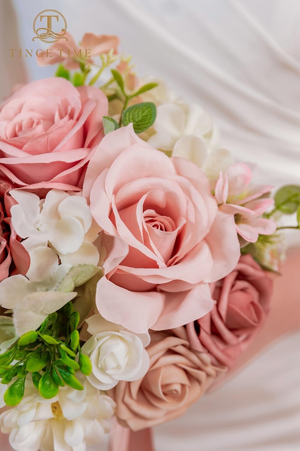 9 inch Bridal Bouquets for Bride, Artificial Silk Flowers Tossing Bouquet, Br…