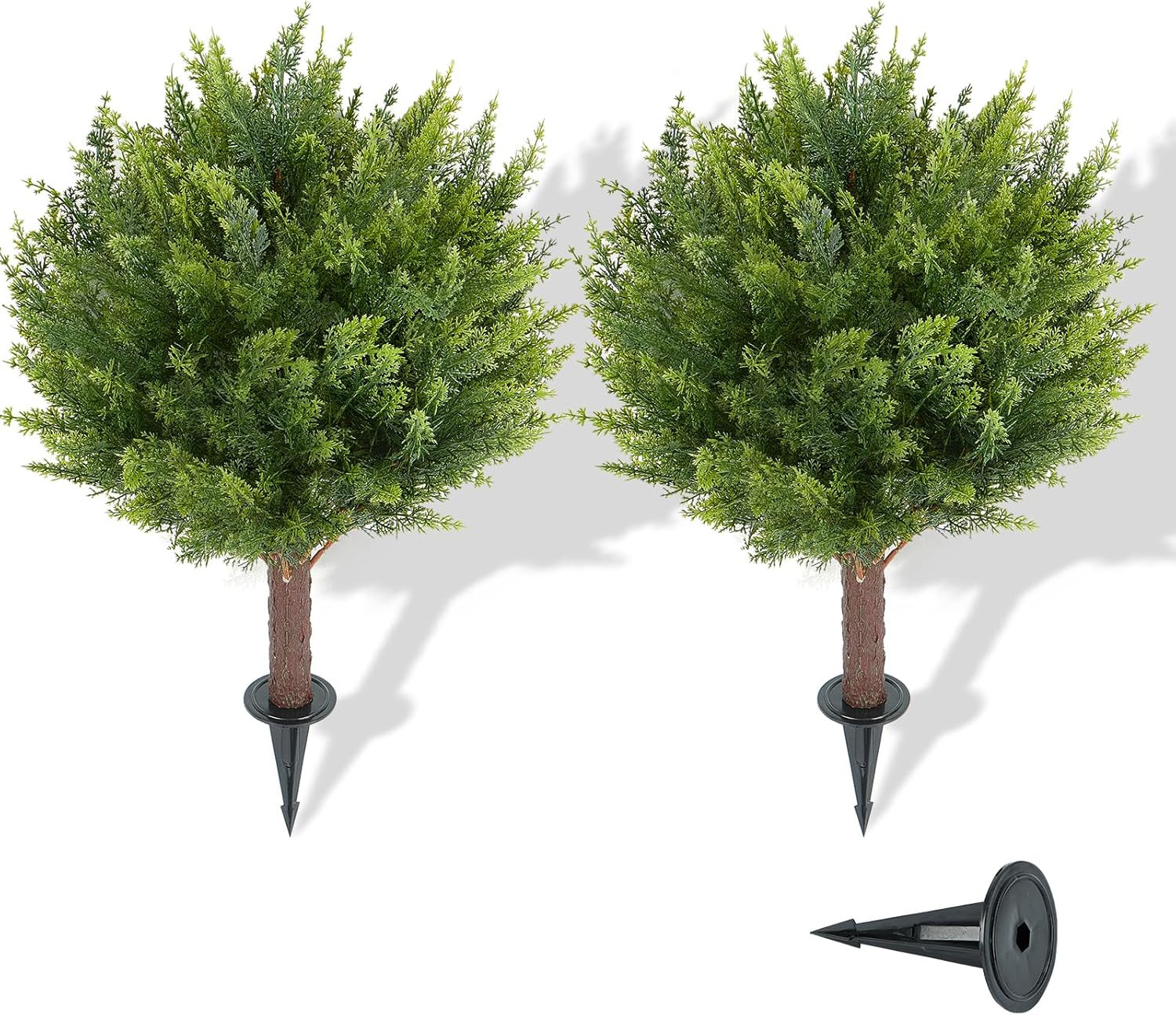 24″ Artificial Lavender Topiary Ball Tree Set of 2, UV & Fade Resistant Faux Shr