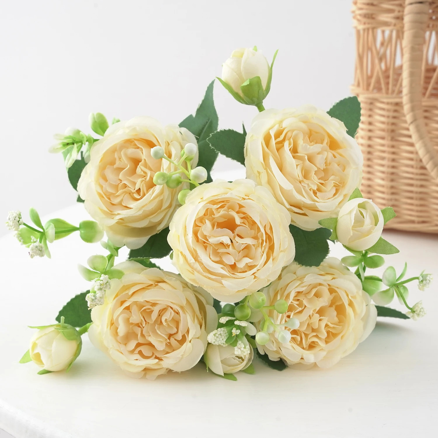 Artificial Silk Peony Flowers Fake Flower Faux Bouquet For Weddings Display HOT