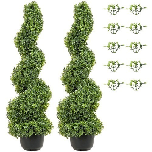 2pcs 4′ Artificial Topiary Spiral Tree Faux Plant In/Outdoor Home Decor