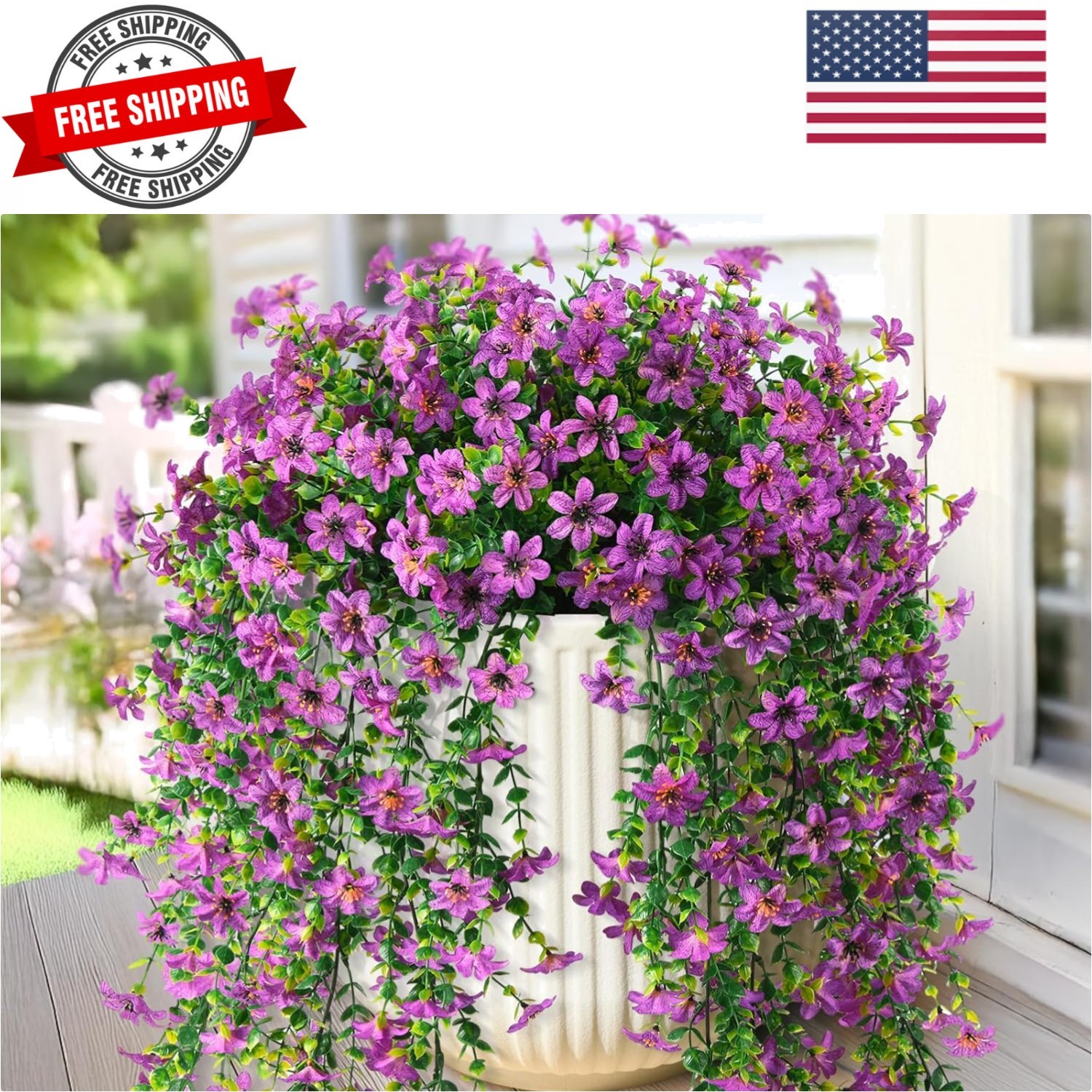 Artificial Fake Hanging Flowers Plants for Outdoor Spring Decoration,2 PCS Fa…