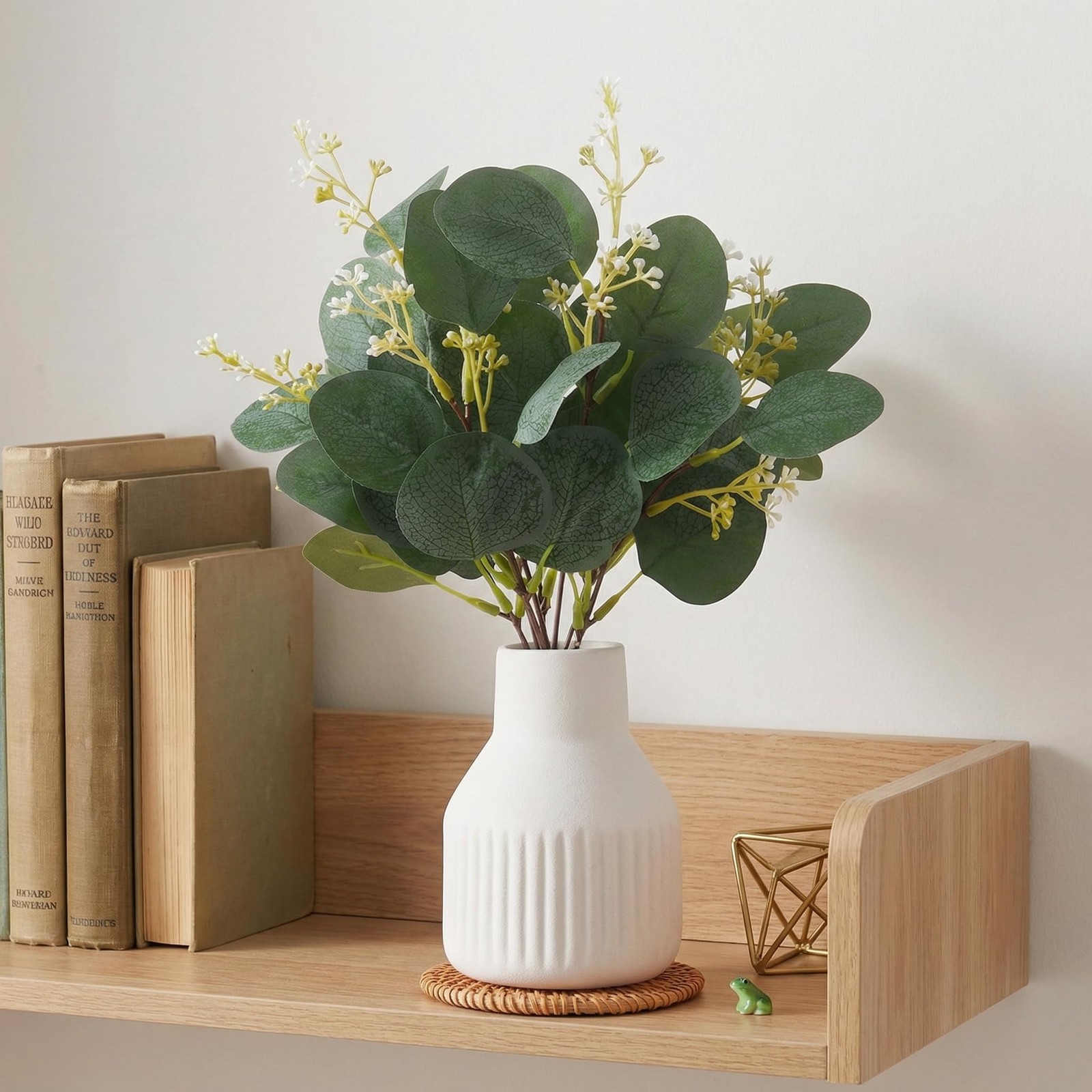 Artificial Eucalyptus Greenery Stems in Ceramic Vase,10Pcs Fake Plants Eucaly…