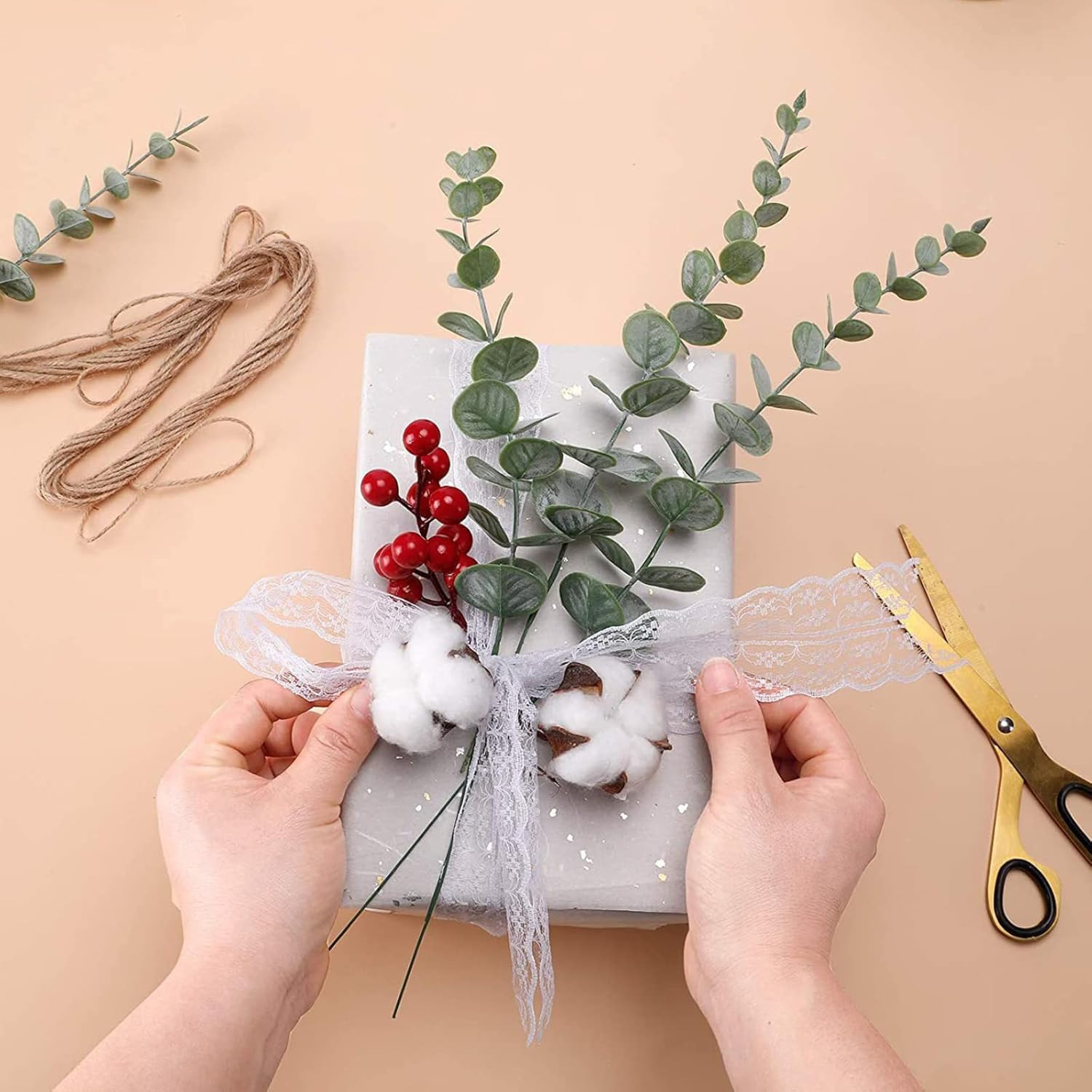 Eucalyptus Stems 12 PCS Artificial Leaves Home Office House Table Decor Wedding