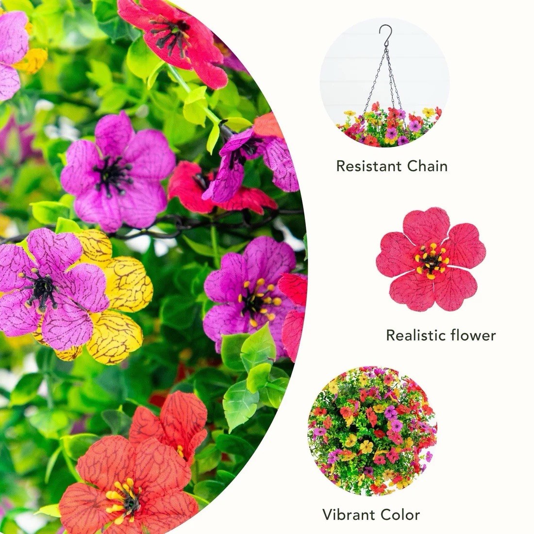 24″ UV Artificial Daisy Hanging Basket DIY Kit Indoor/Outdoor – Set of 2