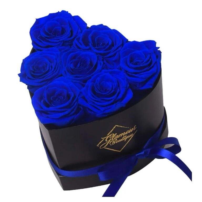 7-Piece Forever Flowers Heart Box – Preserved Roses, Lasts 1 Year, Gift for Mom