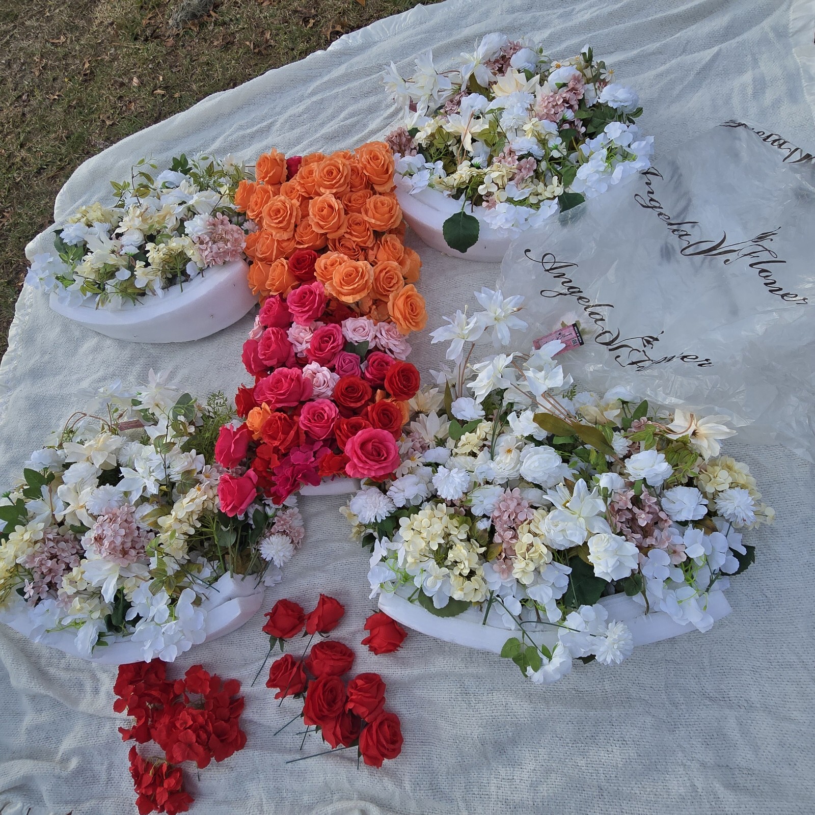 Wedding Flower Centerpiece Floral Arrangement X4 23″x24″ X1 34″ Roses + Extras