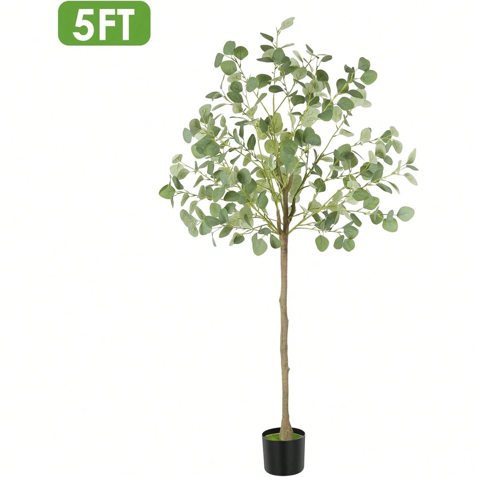 5FT Lifelike Artificial Eucalyptus Tree Faux Silk Plant in Nursery Pot