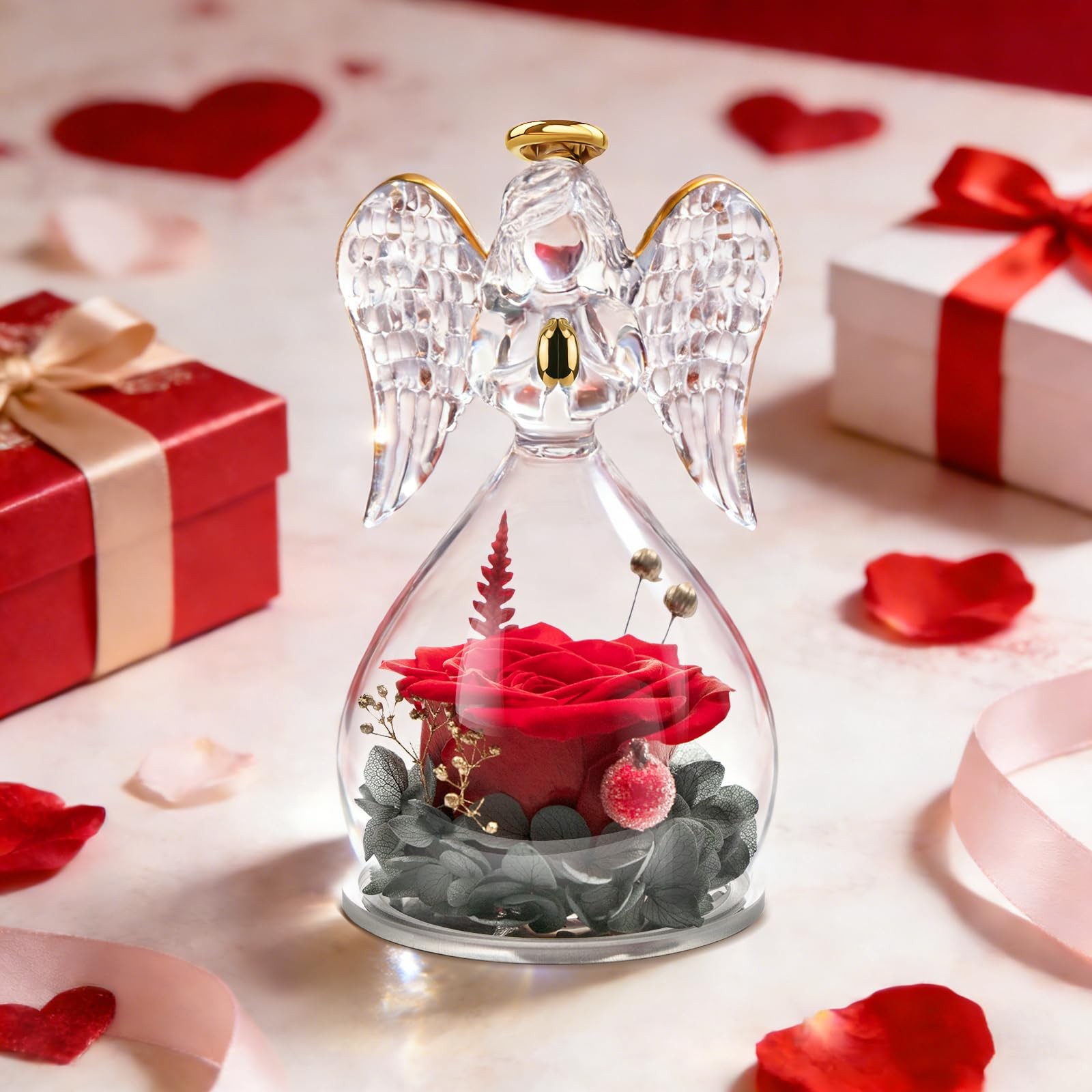 Angel Figurines Forever Real Rose Birthday Gifts for Mom Grandma Wife,Flowers