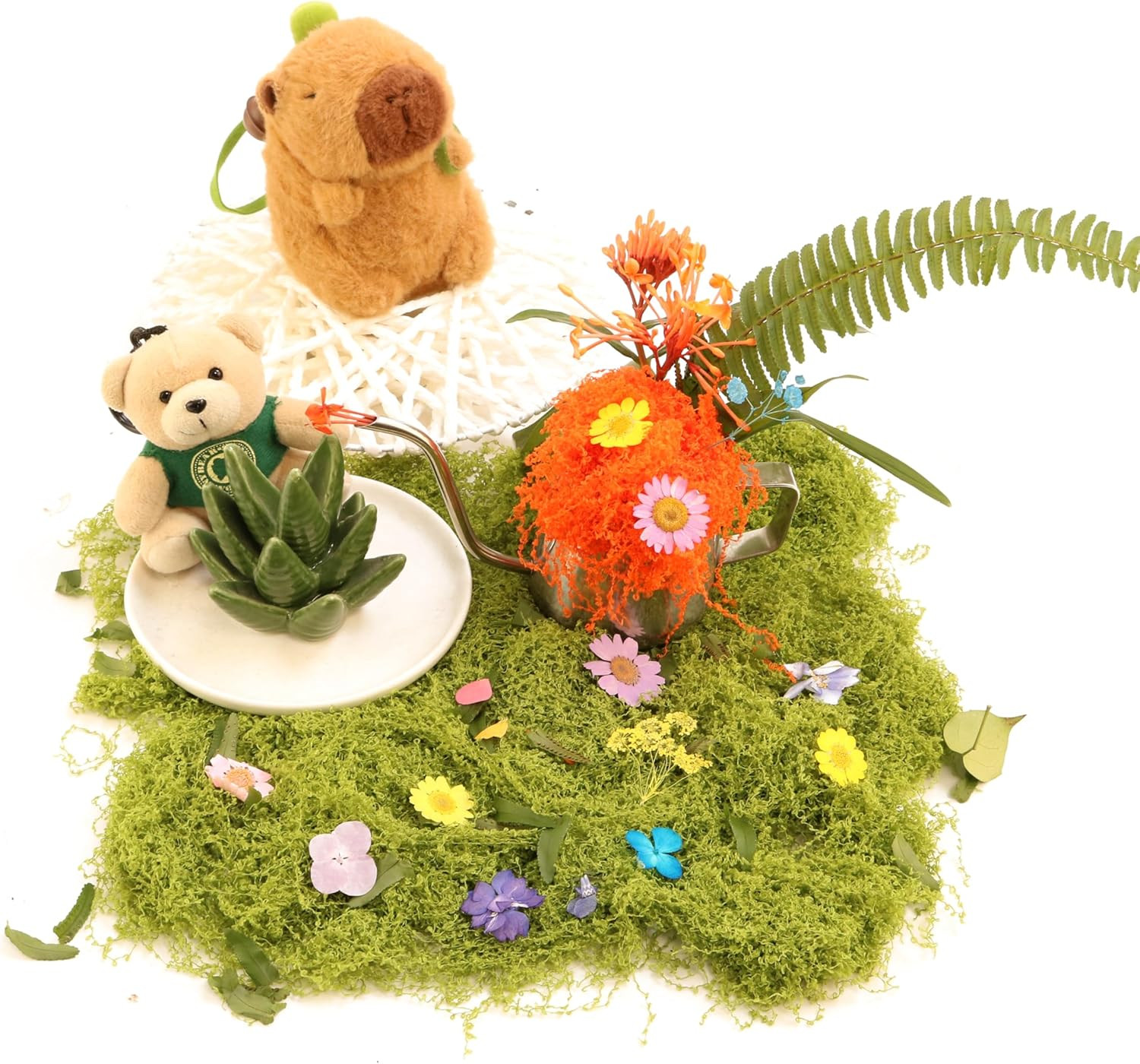 Light Green Moss for Crafts、 Artificial Moss Decorative for Glass Vase Filler We