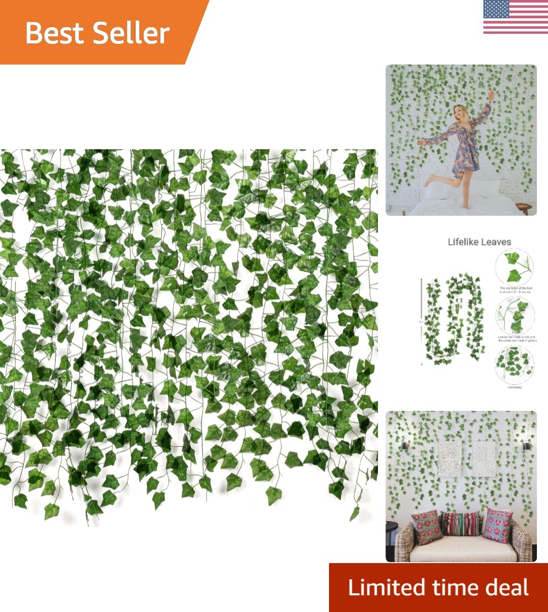 Fake Vines for Room Decor12 Pack 84 Feet Aesthetic Artificial Plant Ivy Leave…