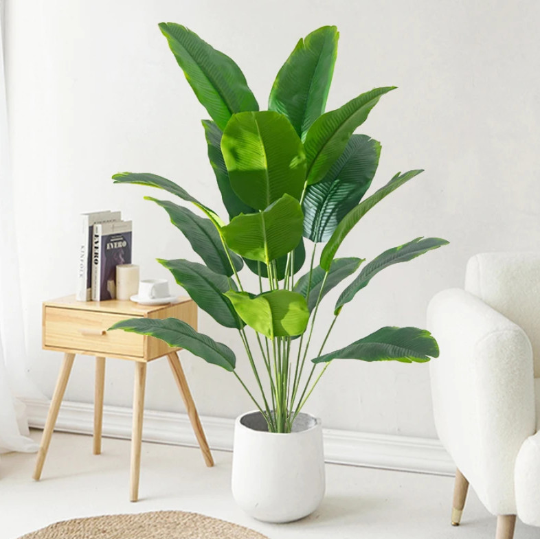 1pc Artificial Plants Large Tropical Palm Tree Fake Banana Plants Leaves Real
