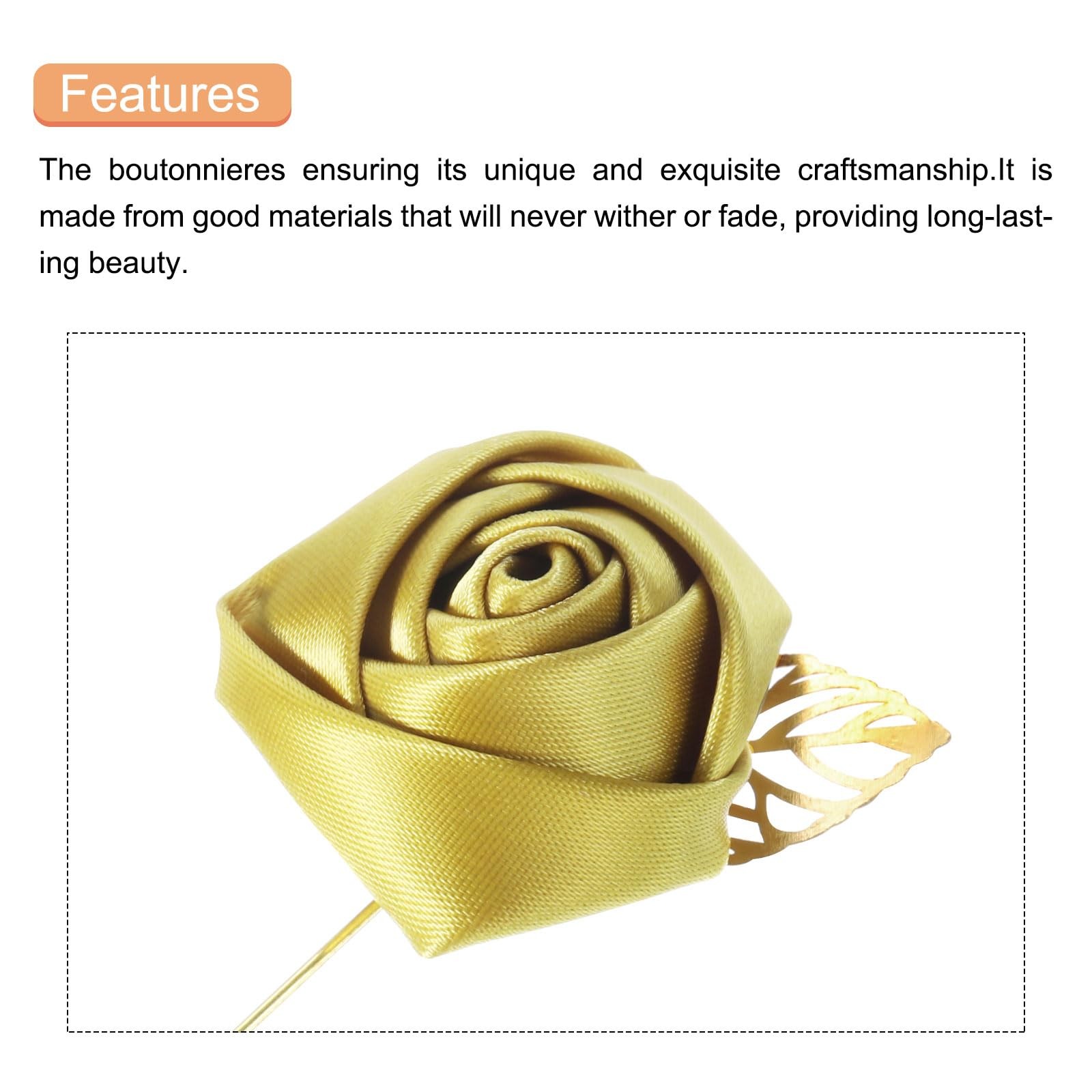 10 Pcs Groom Boutonnieres Rose Boutonnieres Pins 2×3.5 for Men Wedding Ceremo…