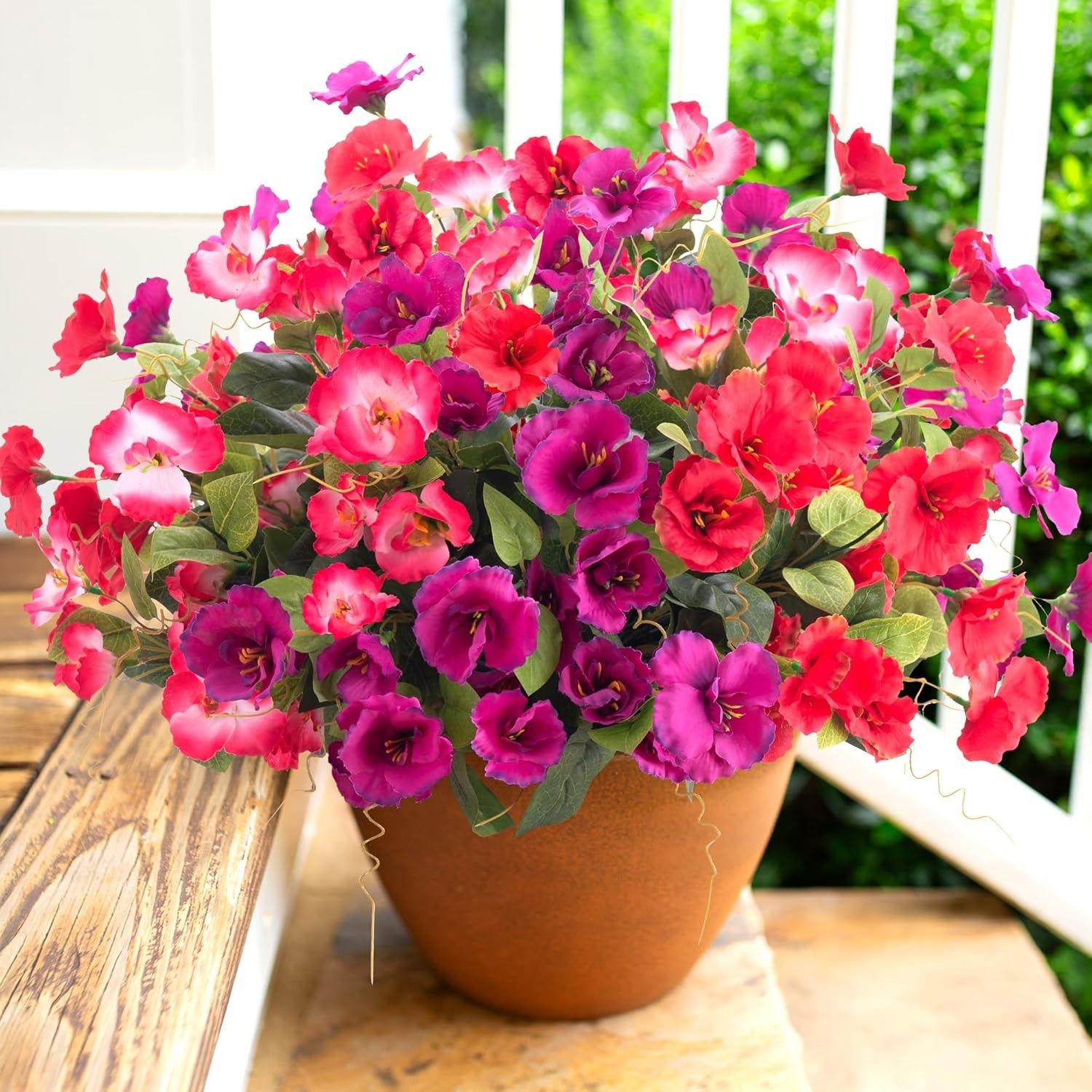 Hibiscus Artificial Flowers Plants for Outdoors Summer Decoration, 6 Bundles …