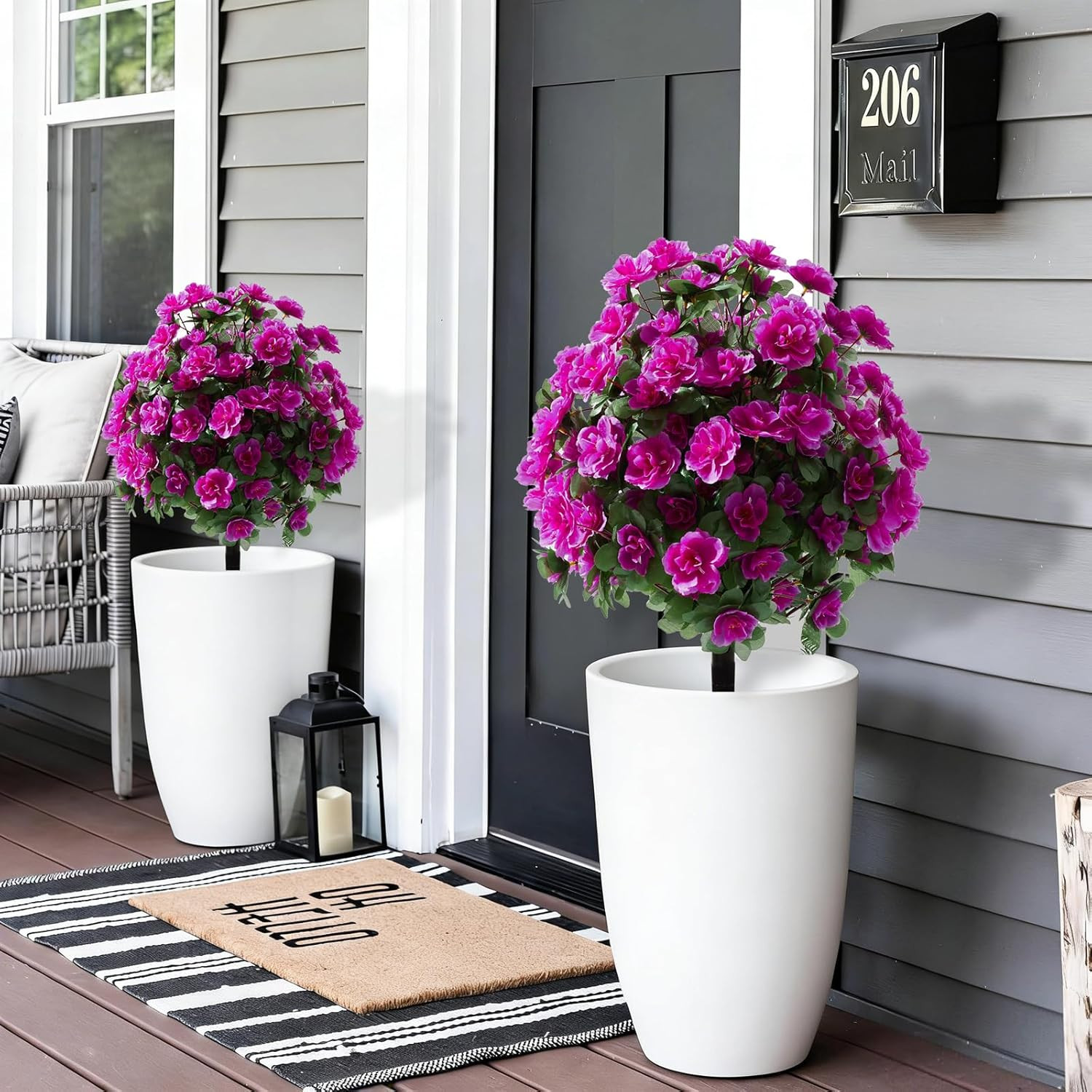 Faux Silk Azalea Ball Bush with Ground Spike 15 Inch Outdoor Decor