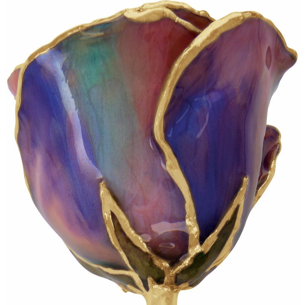 24k Gold Dipped October Opal Lacquer Real Rose Valentine’s Day Holiday Gift