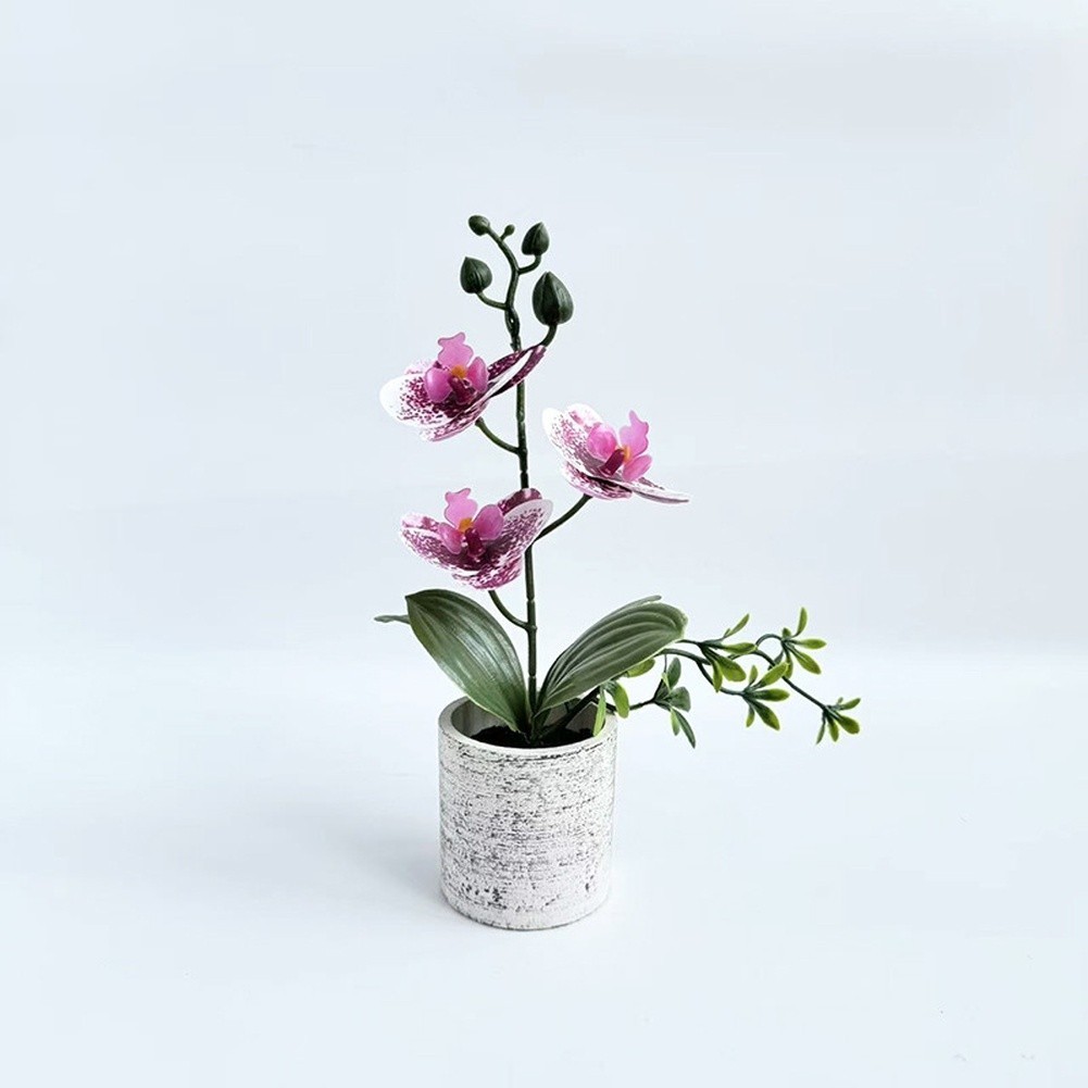 Realistic Artificial Butterfly Orchid Potted Plant 25.5cm for Wedding Decor