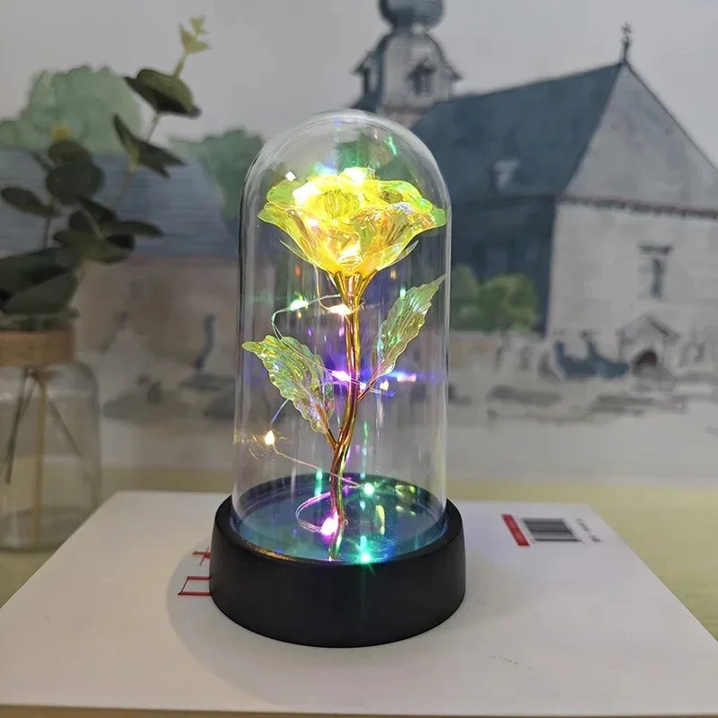 LED Eternal Rose Flower Foil Rose with LED Light Valentines Day Wedding Gift