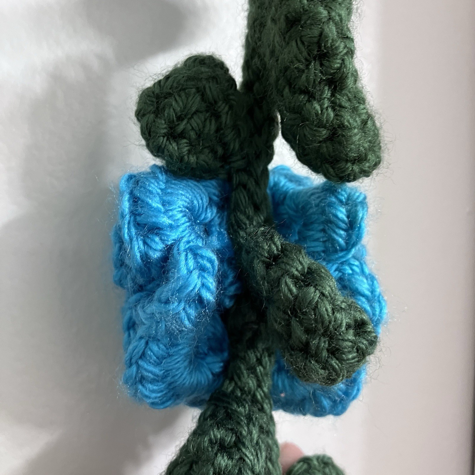 Handmade Crochet Blue Rose Flower Vine Garland Scarflette Boho Cottagecore 50″