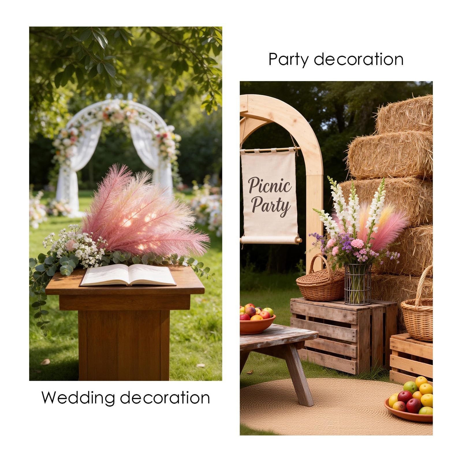 50pcs Pink Pampas Grass 21.6 Inch Non-Shedding Faux Pampas in Light Pink,Pink