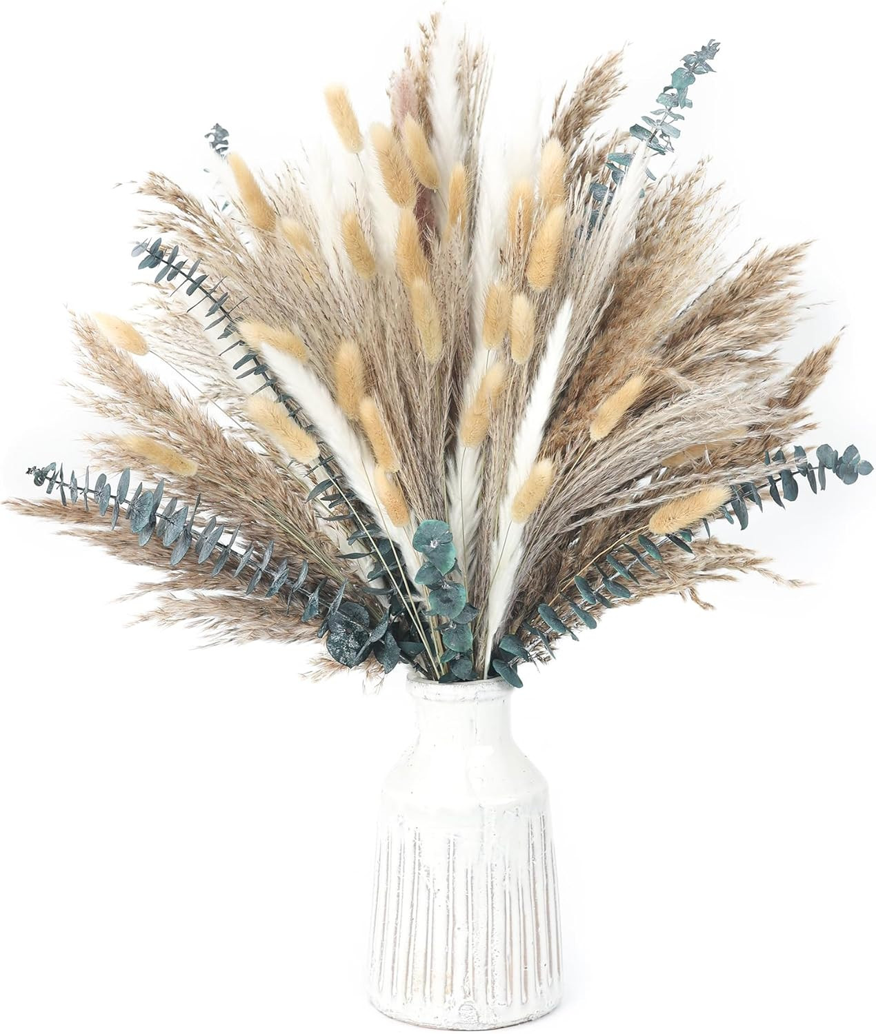 120 PCS Dried Pampas Grass, Dried Flowers, Reed Grass Bouquet for Bohemian Fl…