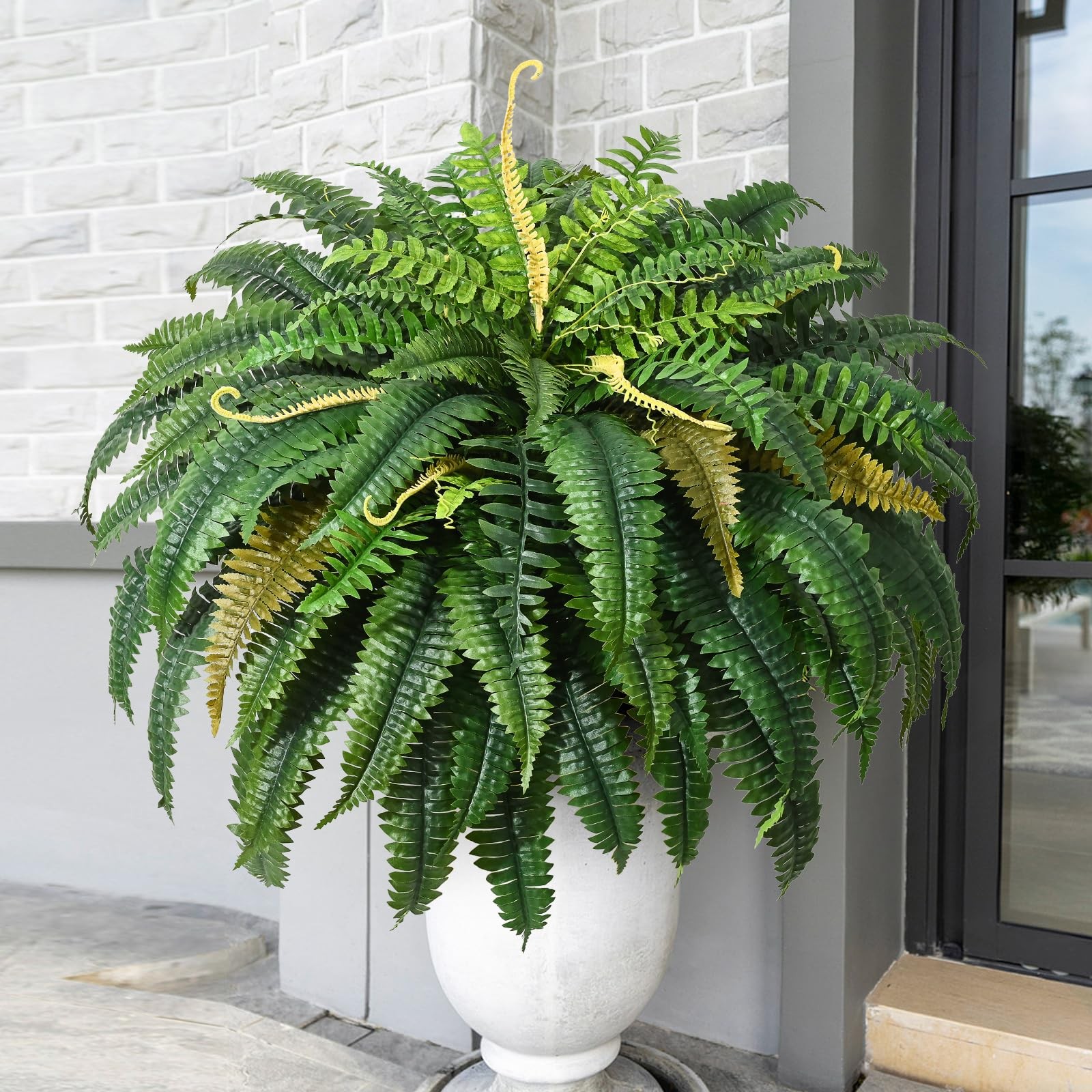 48 inch 88 Leaves XXL Large Fake Ferns Artificial Ferns for Outdoors Look Rea…