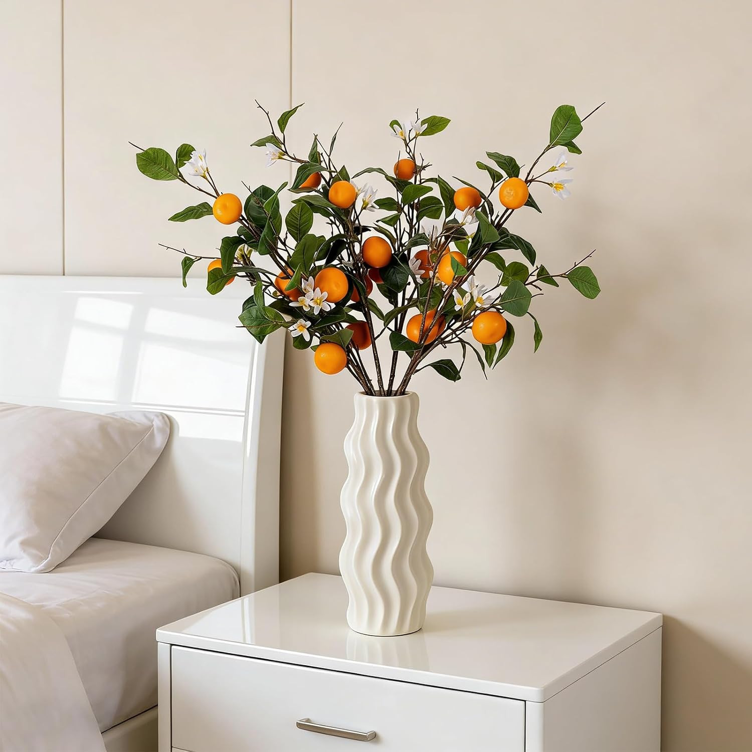 2PCS 37.8Inch Artificial Tangerine Branches Artificial Orange Branches Fake