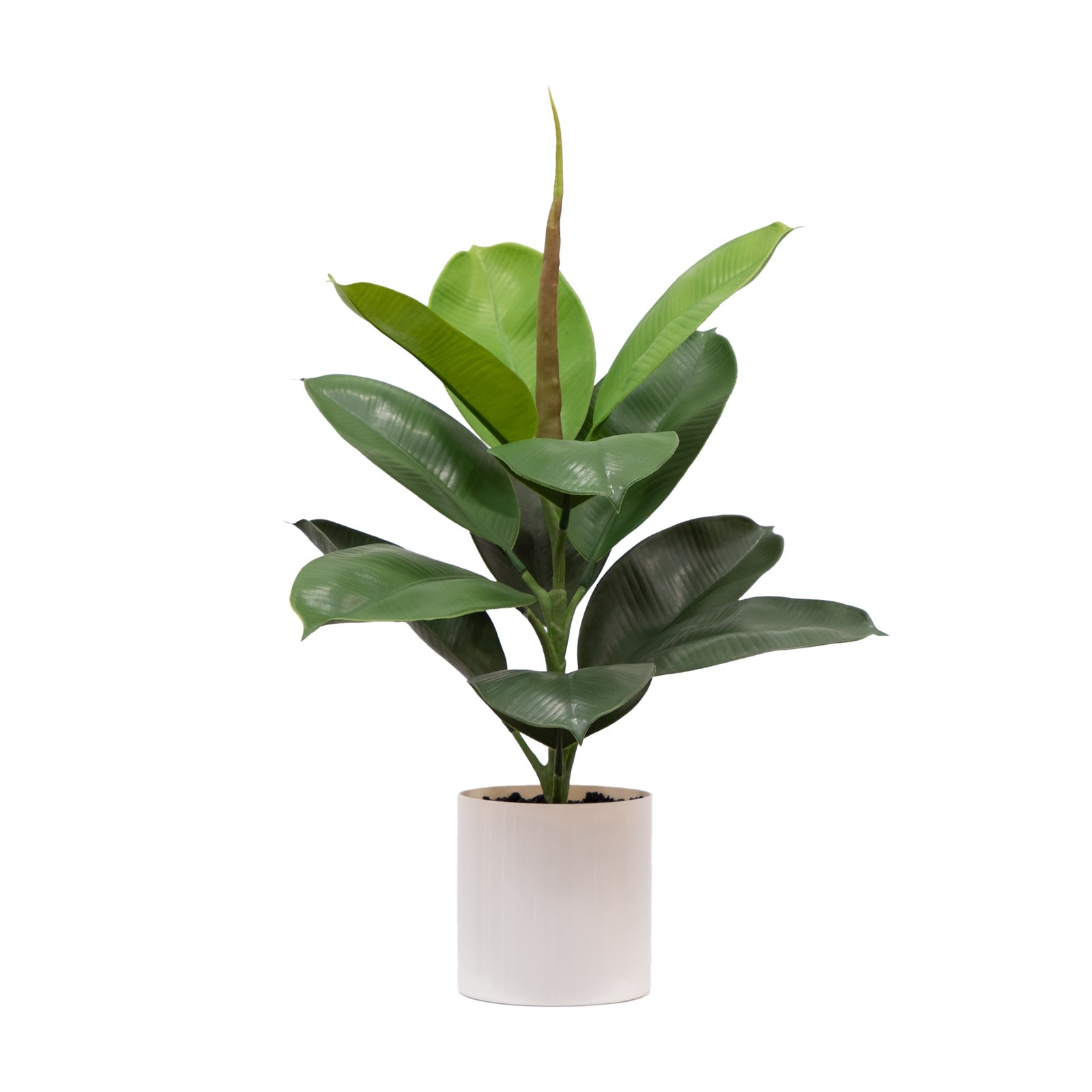 20-In Artificial Fiddle Leaf Fig Plant with Vanilla Plastic Planter Indoor Decor