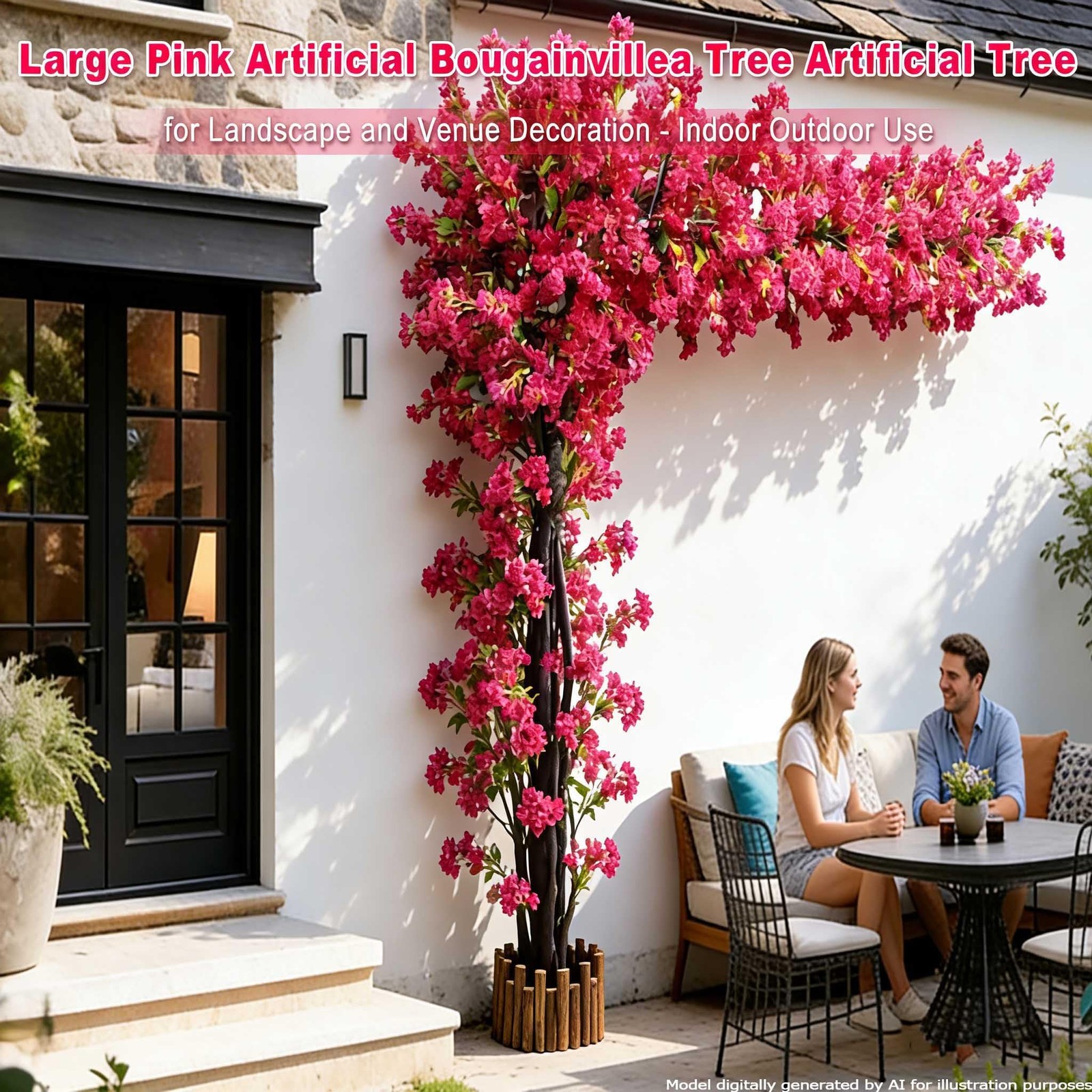 Large Pink Artificial Bougainvillea Tree Artificial Tree for Landscape and Ve…