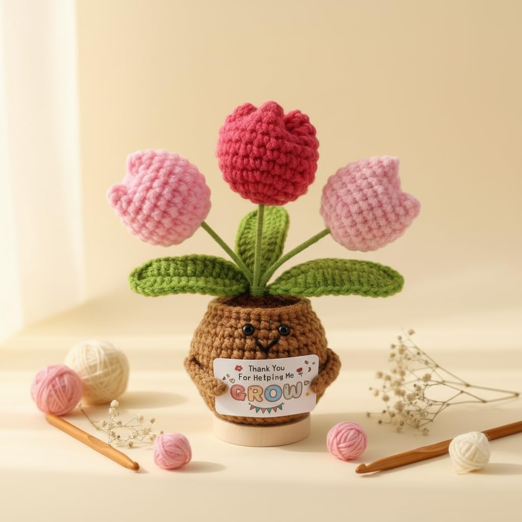 Artificial Tulip Potted Plants and Inspirational Card Artificial Flowers are …