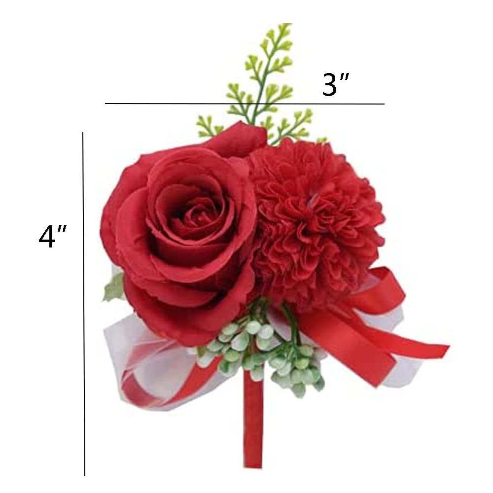 Wrist Corsage Boutonniere Set Bride Groom Wedding Prom Rose Suit Flower